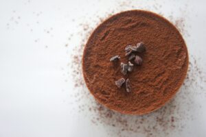 cocoa powder and chocolate bits