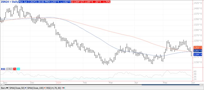 QST soybeans chart on 6.3.24