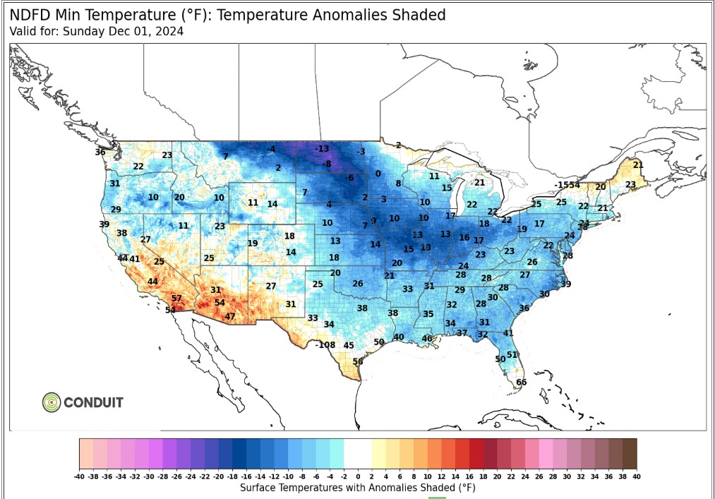 Minimum Temperatures Map