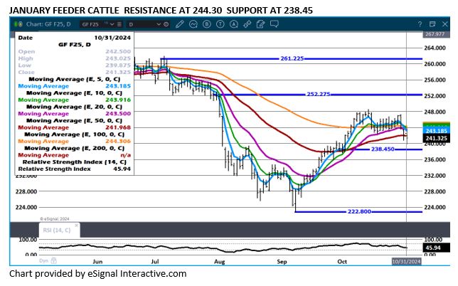 eSignal Feeder Cattle chart on 11.1.24