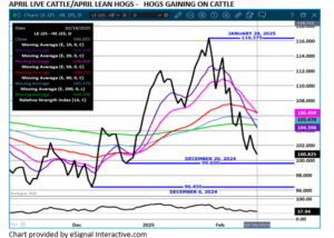 eSignal spread chart on 2.19.25
