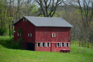red farm house